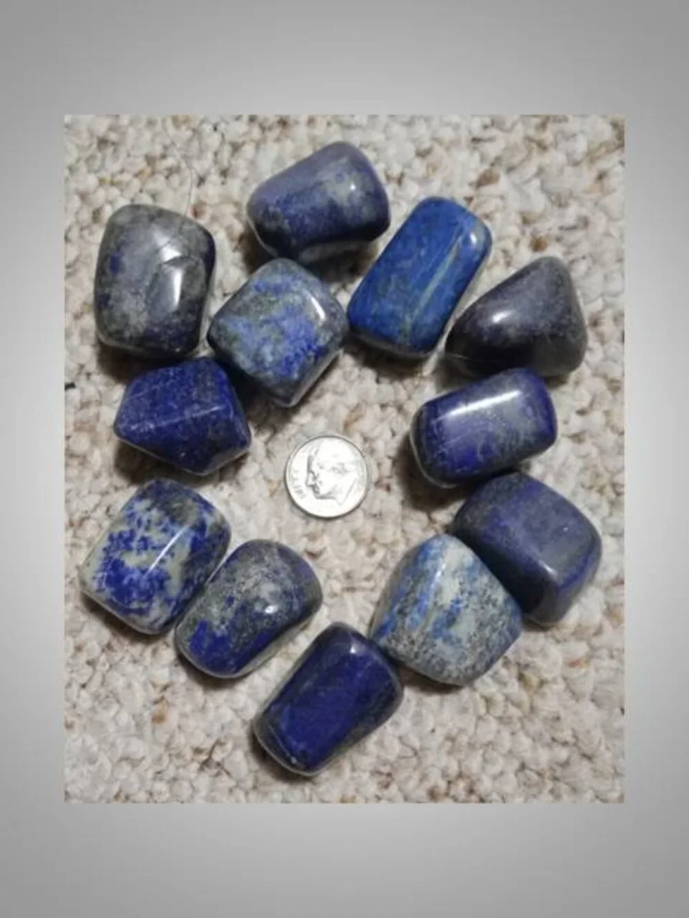 One Lapis Lazuli crystal stone rock tumble medium -  Purification Friendship